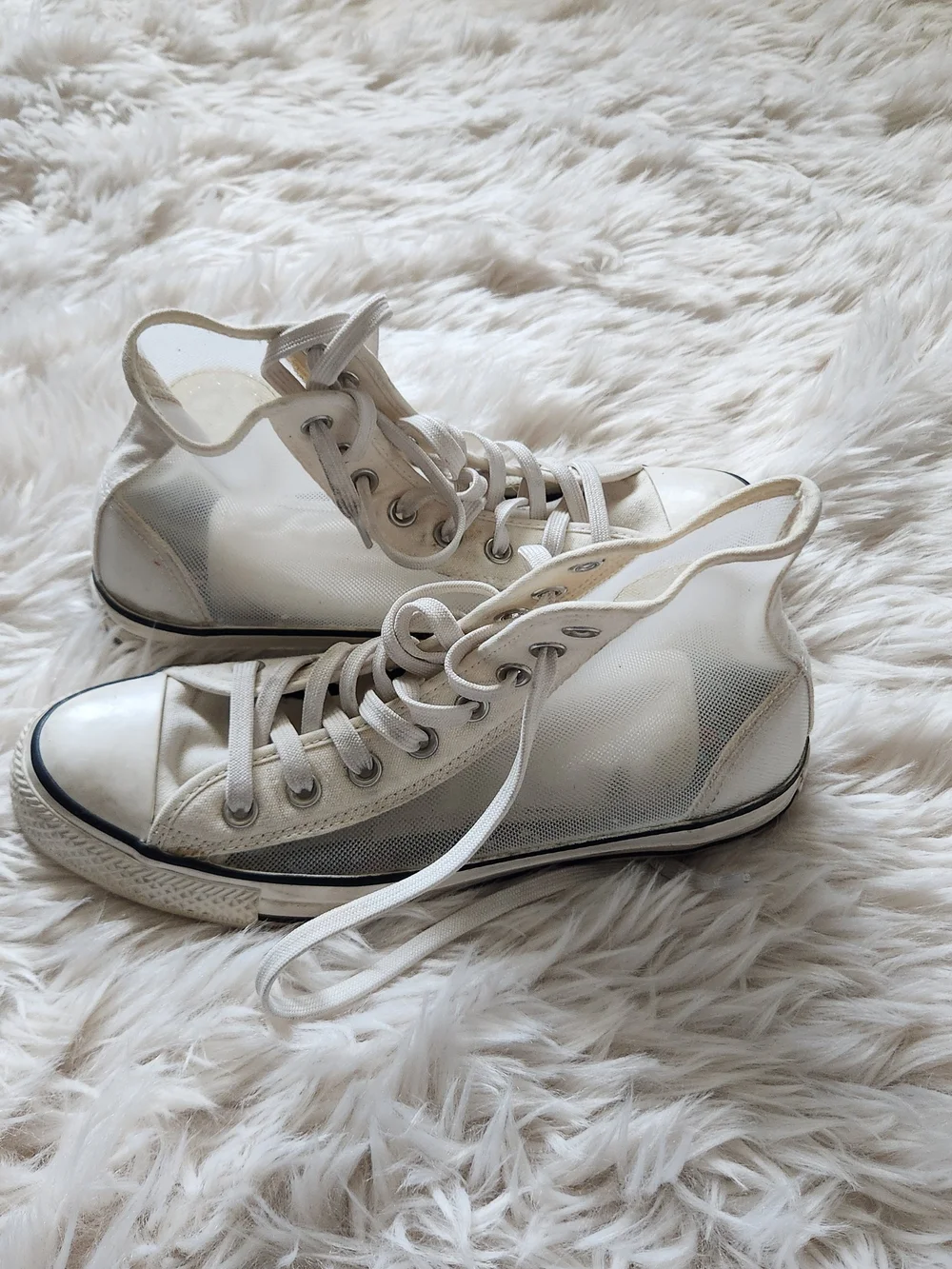 Converse Women's White High-Top Mesh Sneakers - Picture 4 of 7